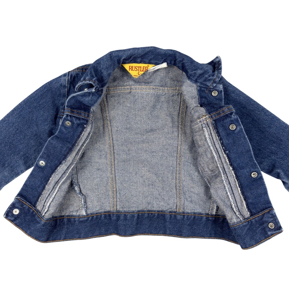Vtg 80s Rustler Kids Denim Jacket 4T 5T USA Made Blue Trucker Western - Picture 7 of 11